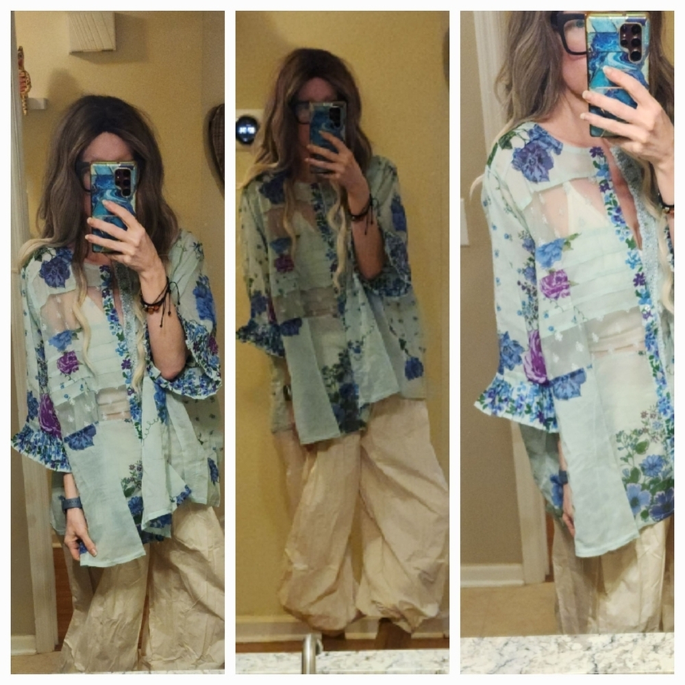 NFS NWT Free People Intimately Oversized FP Hey Lover Printed Top - Picture 3 of 3